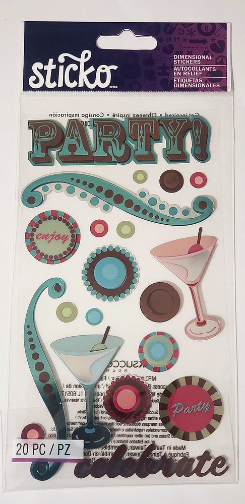 EK Success Sticko PARTY Metallic Dimensional Stickers – 20 pcs