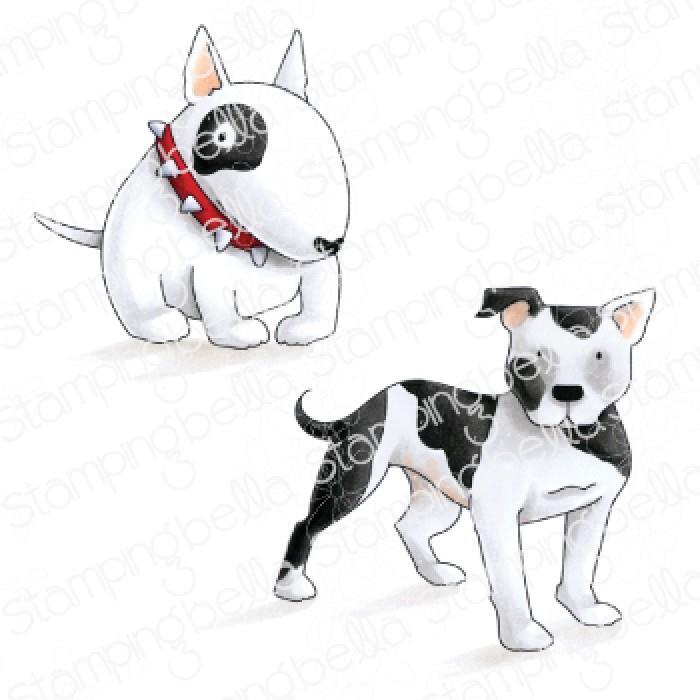 New Stamping Bella Rubber Stamp DOGS STAFFIE & ENGLISH BULL TERRIER free USA shp