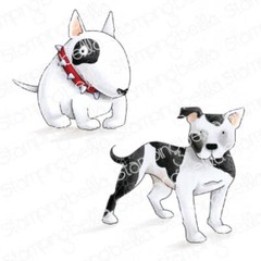 New Stamping Bella Rubber Stamp DOGS STAFFIE & ENGLISH BULL TERRIER free USA shp