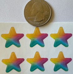COLORFUL STAR Stickers(21pc) Hallmark…Rainbow…Teal…Yellow…Pink…Blue…Card Making