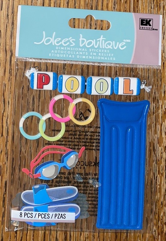 RARE! Jolees At The POOL Water Toys Floaty Flip Flops Goggles Scrapbook Stickers