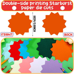 360 Pcs Starburst Cutouts Paper 3.9 Inch Assorted Color Die Cuts