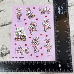 Vintage 1989 Stickers Ballet Ballerina Bunny Rabbit 80s One sheet