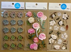 Large Lot Of Flower Stickers, Brads, Etc Jolee’s Boutique, K & Co, Recollections