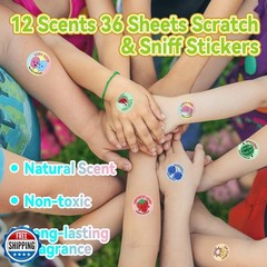 VKPI Scratch and Sniff Stickers, 864 Pieces Fruits and Foods Smelly Stickers,