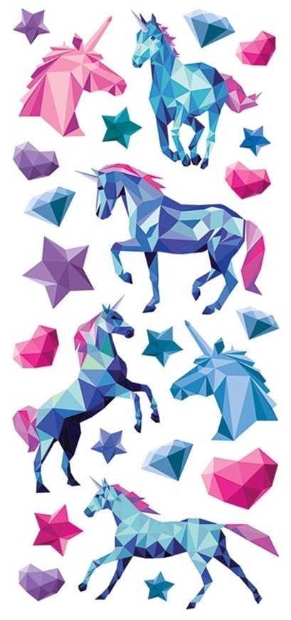 Scrapbooking Crafts Puffy Stickers Unicorns Gem Look Pink Purple Hearts Stars