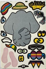 BUILD-AN-ELEPHANT HEAD Sticker Set(20pc)Trunk•Eyes•Hats •Sunglasses•Card Making•