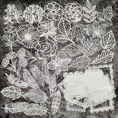 40Pcs Lace Scrapbooking Supplies Cutout Scrapbook Paper Flower Leaves Feather Fr