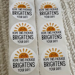 36 Thank You 1 inch Stickers, Hope This Package Brightens Your Day