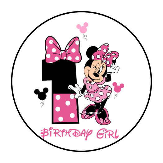 30 MINNIE MOUSE 1ST FIRST BIRTHDAY STICKERS ENVELOPE SEALS LABELS 1.5″ CUSTOM