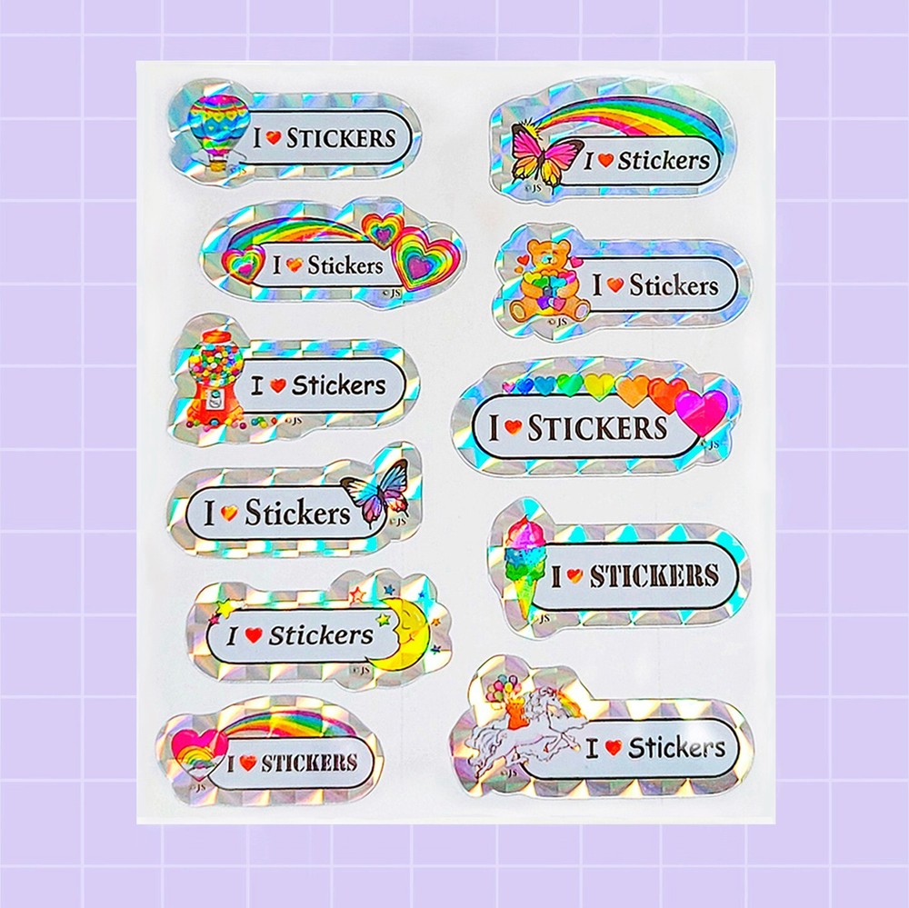 Prism I Heart Stickers Rainbow Moon Gumball Machine Unicorn Sheet by Miss Midie