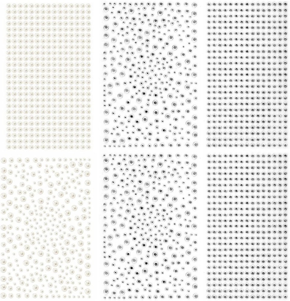 2100 Clear Rhinestone Stickers Self Adhesive Rhinestone and Pearl, Shiny Diamond