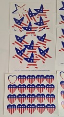 Vtg 1991 Current Stickers Stars & Stripes Hearts Stars Patriotic Red White Blue