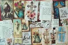 #773 – SMALL FAITH & FLORAL Junk Journal Scrapbooking Kit – 15 Pieces SHIPS FREE