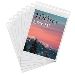 Acid-Picture Sleeves, 100Pack Crystal Clear Storage Bags for 8.5×11 Art Print…