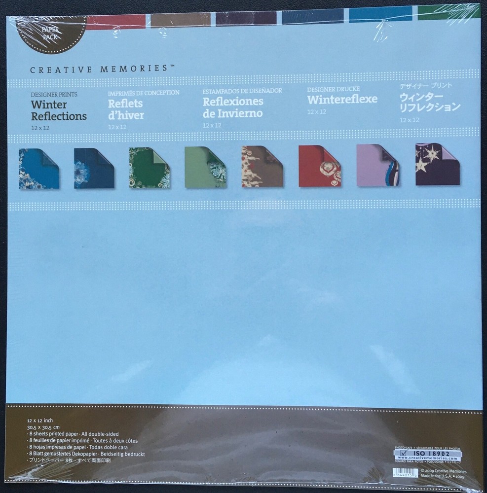 2009 Creative Memories, 12×12 Winter Reflections 8 Sheets Paper Pack NIP