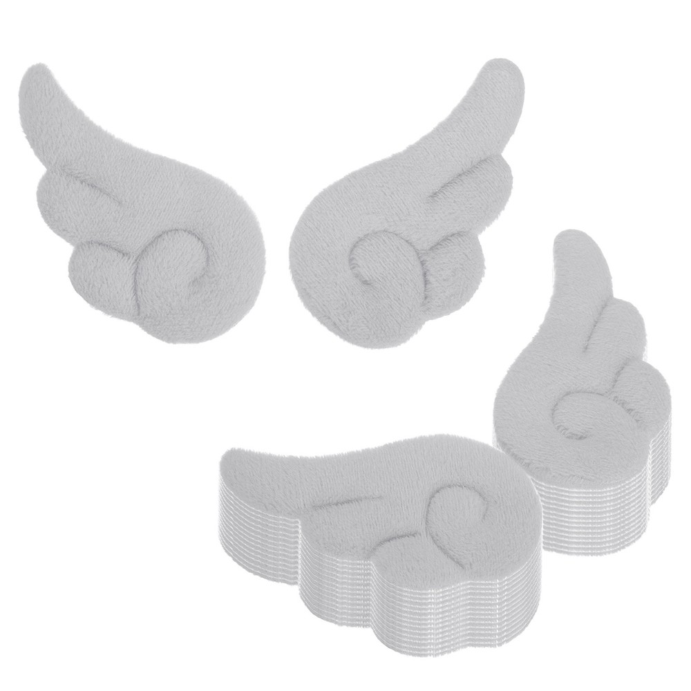 Plush Angel Wings for Craft, 30Pairs Mini Angel Wings (Gray, 3″x1.6″)