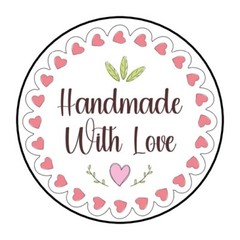 30 HANDMADE WITH LOVE ENVELOPE SEALS LABELS STICKERS 1.5″ ROUND HEARTS LEAVES