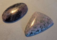 LOT 2 stone cabochons roughly 2×1.5 inches each pink hues