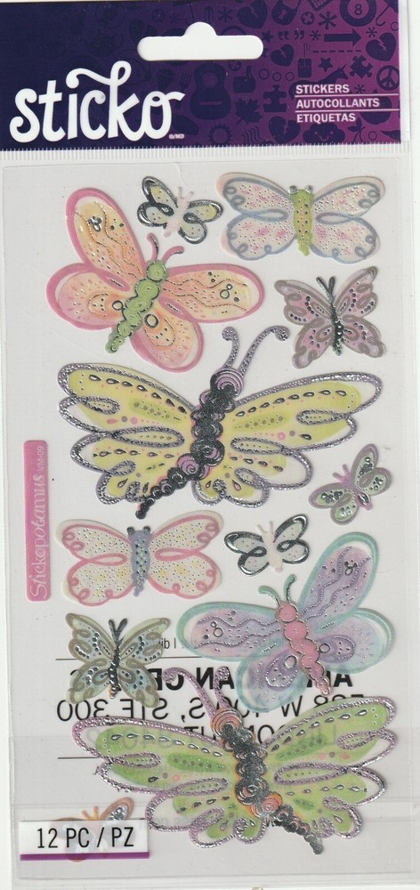 Sticko Classic stickers VELLUM BUTTERFLIES Garden Theme 55167 FAST FREE ship!