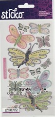 Sticko Classic stickers VELLUM BUTTERFLIES Garden Theme 55167 FAST FREE ship!