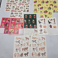 Vintage Stickers Lot Hallmark Disney Barney Christmas Animals Horses 14 Sheets