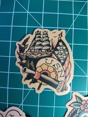 3 Retro Sailor Tattoo 2″ Stickers Navigation Ship Women Anchor Motorcycle Biker