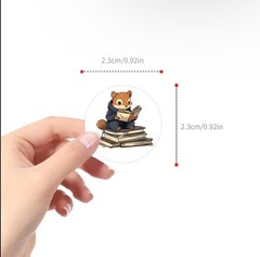 40 PCs Round 1” Cartoon Animals with Books Reward Stickers Teachers Class Kids