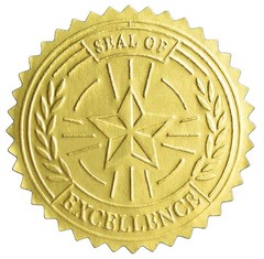 Embossed Gold Foil Certificate Seals, Seal of Excellence, 1.75″