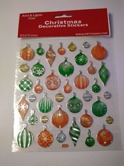 Crafts Stickers Christmas Ornaments Red Green Silver Foil Different Shapes Bulbs