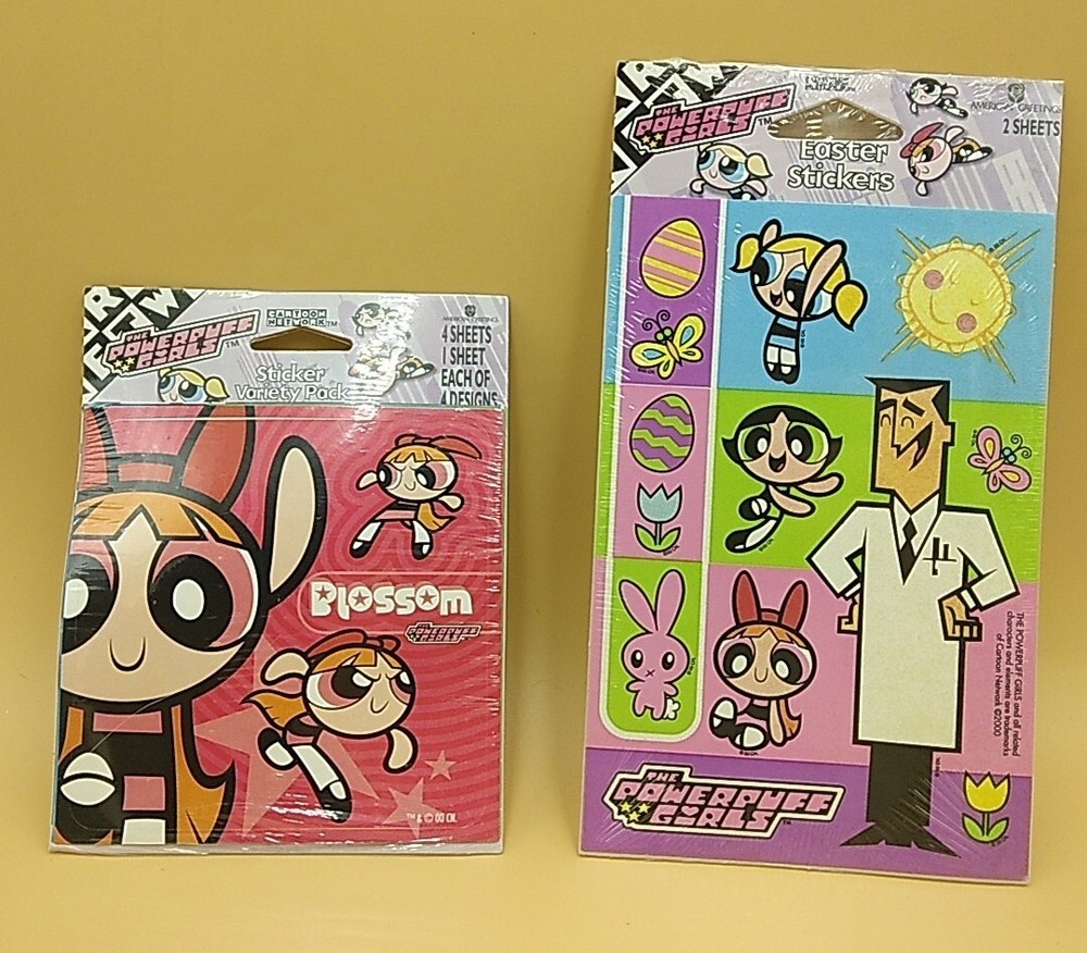 Powerpuff Girls Sticker Variety Pack 2000 Cartoon Network ~Sealed NOS! 2 Packs