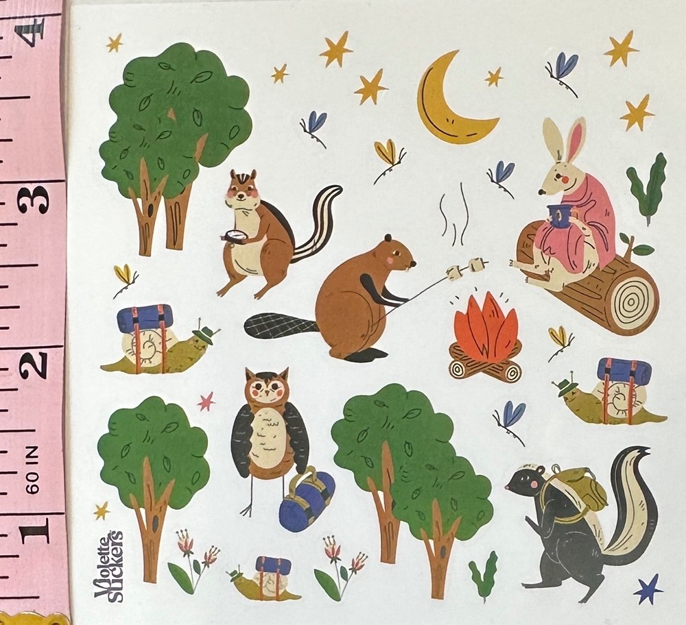 Violette Stickers Camping Animals Friends Crafts Planner Supply Scrapbook Bunny
