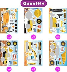 24 Sheets Make Your Own Construction Vehicle Stickers for Kids Boys,