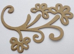 (3) FLORAL FLOURiSH – Style 2 – Accent Swirl Bare Chipboard Die Cuts – 5″