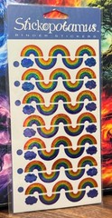 New! Vintage Stickopotamus Glitter Sparkle Rainbows Binder Stickers ~ 1 Sheet
