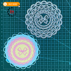 ZbFwmx Cutting Dies Stencil Flower Round Square 11.5cm, Wavy lace set