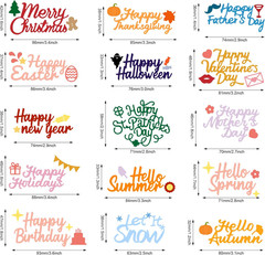 15PCS Holiday Word Die Cuts for Card Making Happy Birthday Die Cuts
