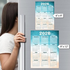 Vibrant Coastal 2026 Calendar Wall Sticker – 6×9 Removable & Repositionable