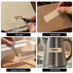 1000 PCS Vinyl Stickers Khaki 3×1 Inch Square File Labels Roll Removable Self…