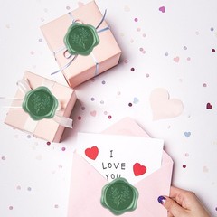 100Pcs Eucalyptus Wax Seal stickers Green Self Adhesive Envelope Seal Stickers