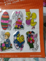 Vintage Stick-Ons Easter Unlimited Puffy Easter Bunny Eggs Chicks Stickers NOS