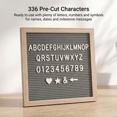C CRYSTAL LEMON Gray Felt Letter Board 10×10 Inch, 336 Pre-Cut Grey,