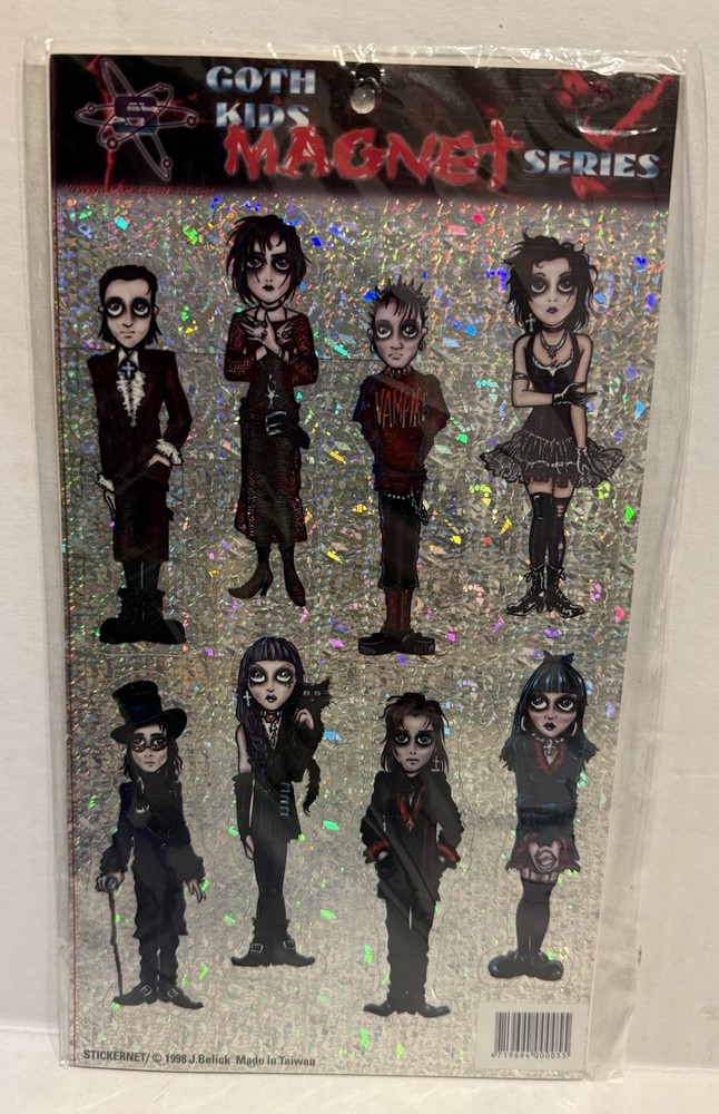 Vintage 1998 Goth Kids Magnets J Belick Pin Up Prism 8 New NOS Girl Boy Y2K