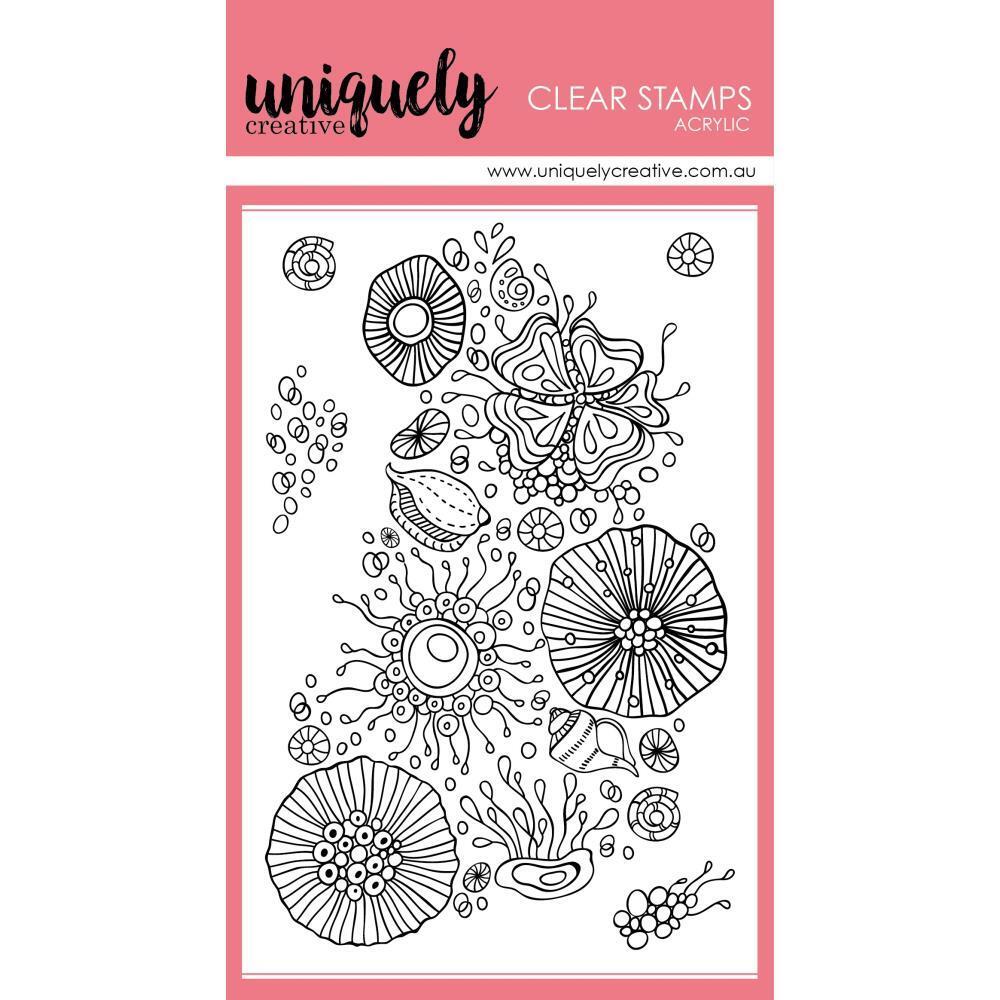 New Uniquely Creative Rubber Stamp set of 5 clear Ocean texture Free USA ship