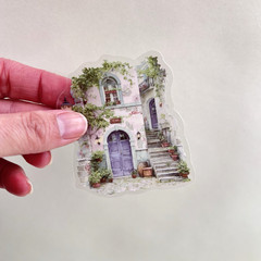 Purple Floral Village Stickers Junk Journal Collage