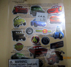 NEW LOT 10 PACK Disney Pixar CARS Movie EK Success foil sticker kid party favors