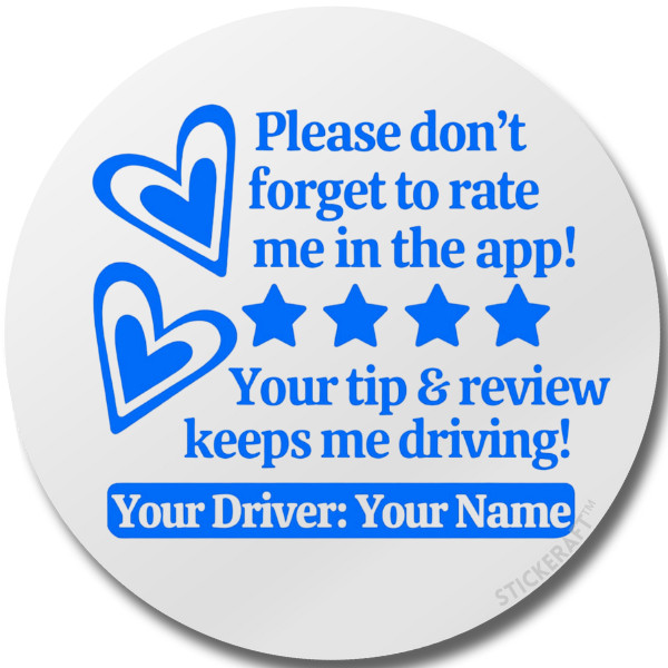 Custom Delivery Driver Tip Sticker –Please Rate Me 5 Star 2” Round Label 50 Pack