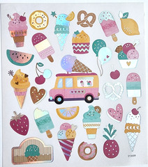 The Paper Studio Ice Cream Man Foil Stickers Popsicles Sweets Scrapbook Planner