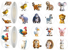 600 Animal Stickers – 1.5 Inch round Sticker Roll for Kids Birthday Party