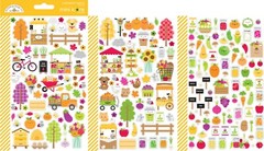 Doodlebug Icon Stickers Farmers Market Fall Animals Vegetables Stand Sunflowers